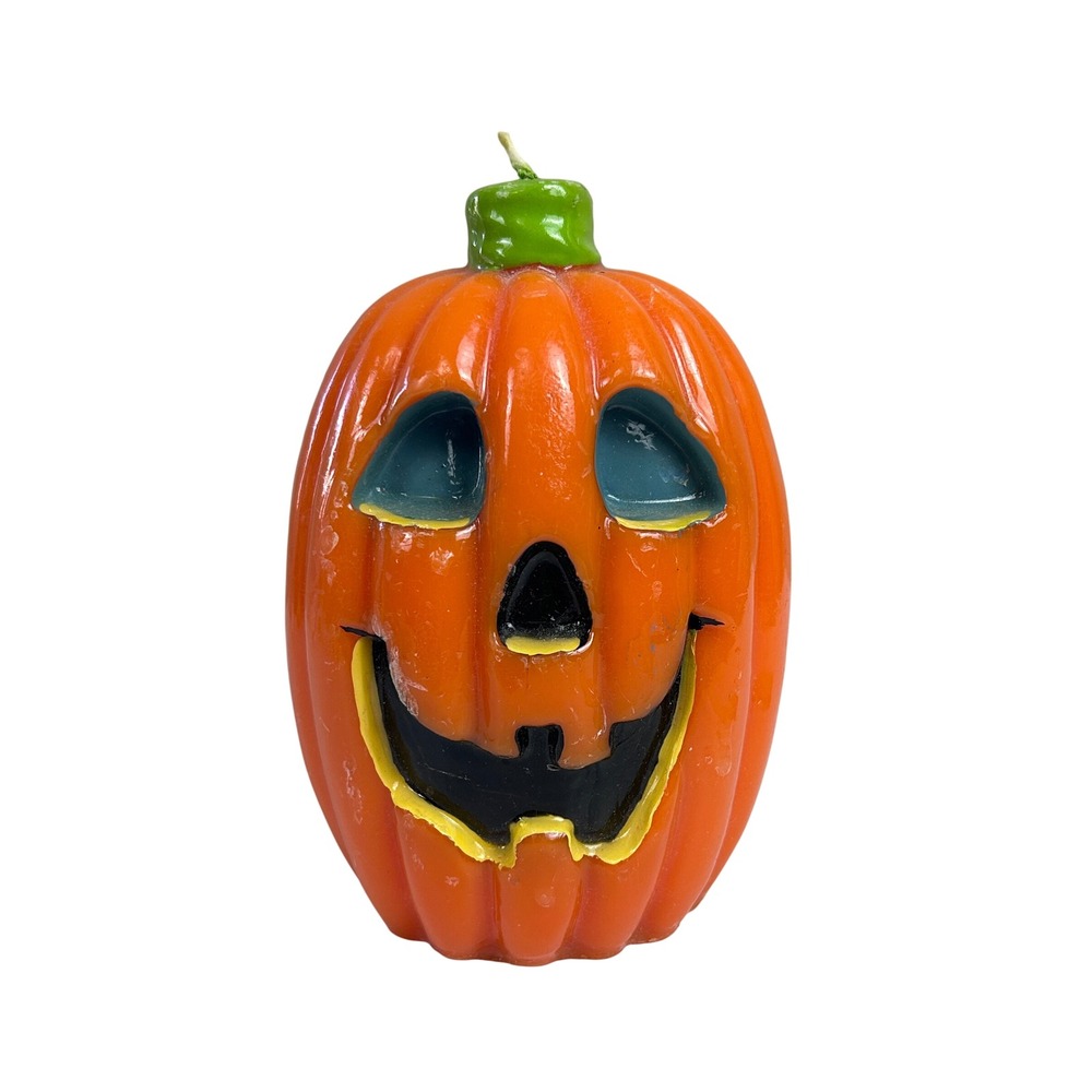 Vintage Halloween Jack O Lantern‎ Candle Pumpkin Decoration Spooky Decor